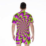 Green Explosion Moving Optical Illusion Men's Rompers