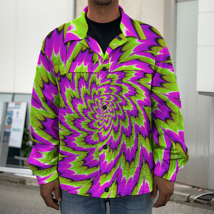Green Explosion Moving Optical Illusion Men's Shirt Jacket