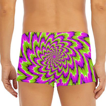 Green Explosion Moving Optical Illusion Men's Short Boxer Briefs