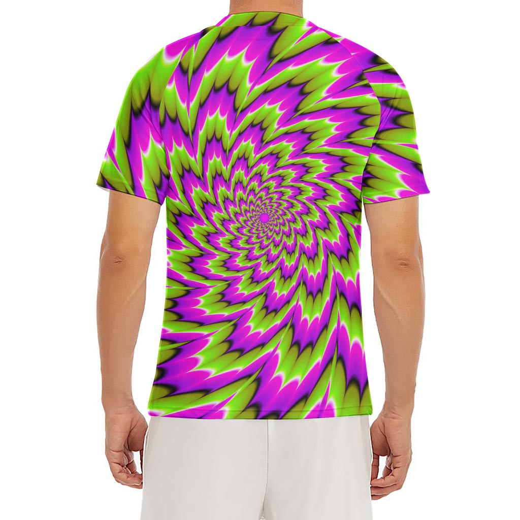 Green Explosion Moving Optical Illusion Men's Short Sleeve Rash Guard