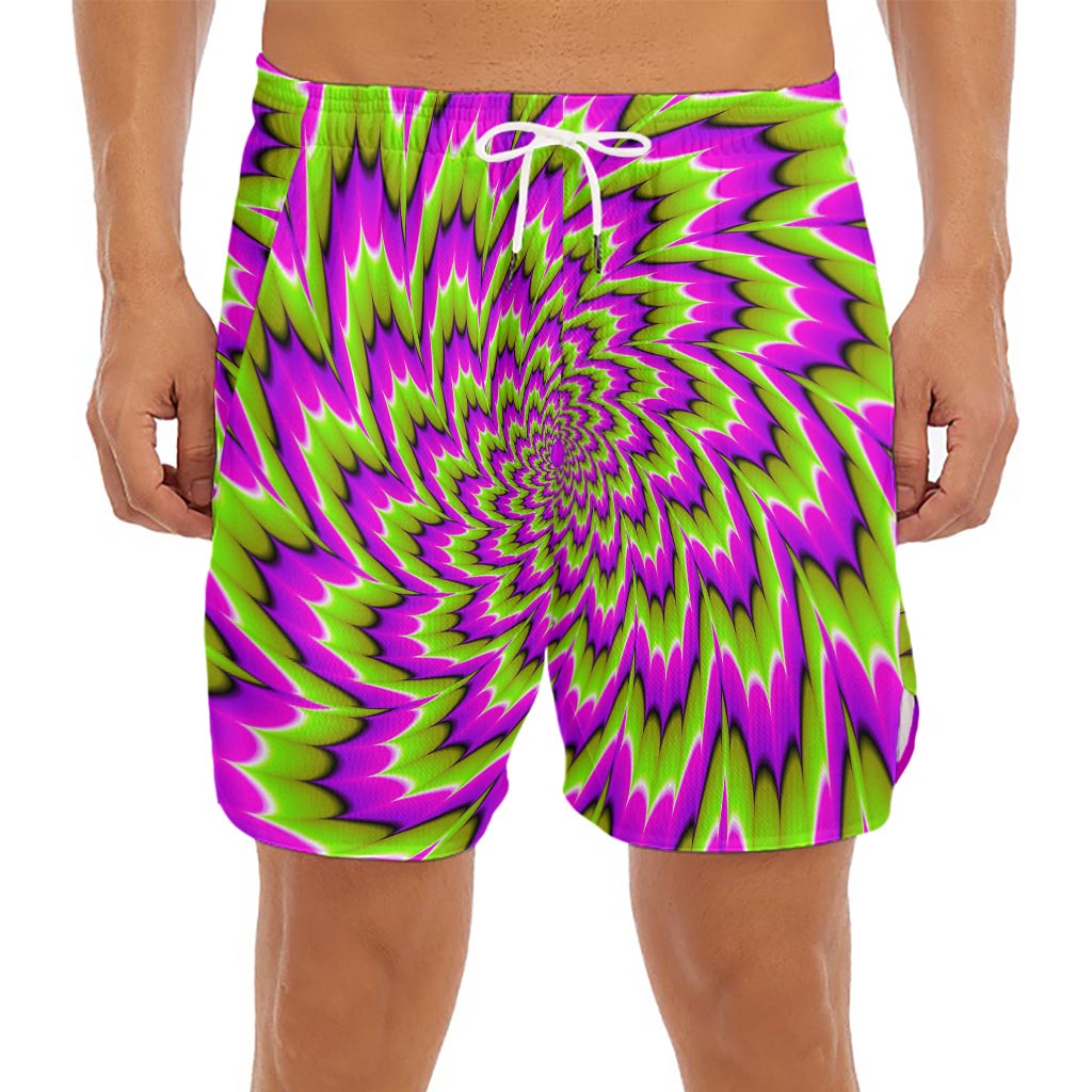 Green Explosion Moving Optical Illusion Men's Split Running Shorts