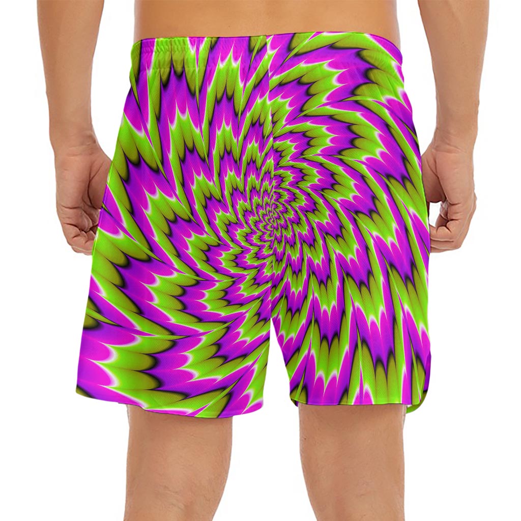 Green Explosion Moving Optical Illusion Men's Split Running Shorts