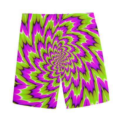 Green Explosion Moving Optical Illusion Men's Sports Shorts