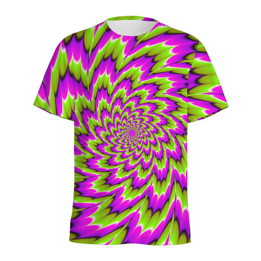 Green Explosion Moving Optical Illusion Men's Sports T-Shirt