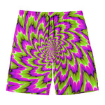 Green Explosion Moving Optical Illusion Men's Swim Trunks