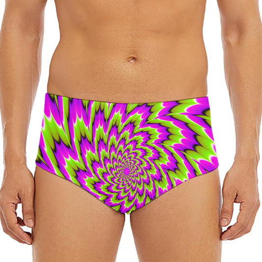 Green Explosion Moving Optical Illusion Men's Triangle Swim Briefs