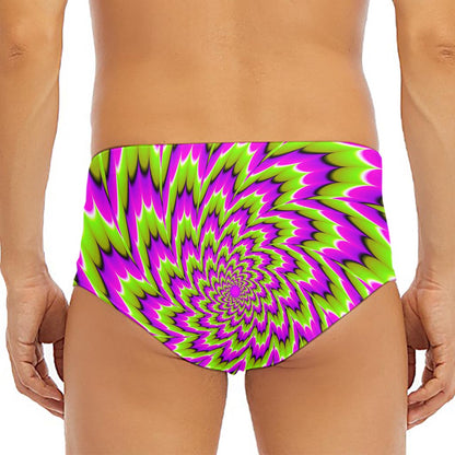 Green Explosion Moving Optical Illusion Men's Triangle Swim Briefs