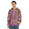 Green Explosion Moving Optical Illusion Men's Velvet Pullover Hoodie