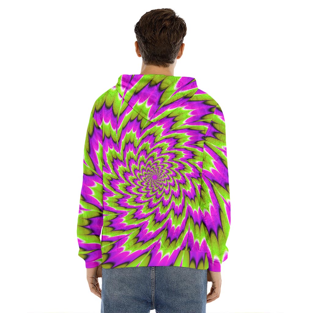 Green Explosion Moving Optical Illusion Men's Velvet Pullover Hoodie