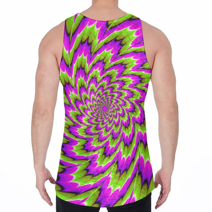 Green Explosion Moving Optical Illusion Men's Velvet Tank Top