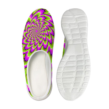 Green Explosion Moving Optical Illusion Mesh Casual Shoes