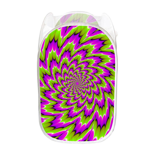 Green Explosion Moving Optical Illusion Mesh Laundry Hamper