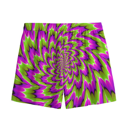 Green Explosion Moving Optical Illusion Mesh Shorts