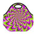 Green Explosion Moving Optical Illusion Neoprene Lunch Bag