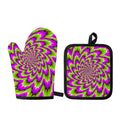 Green Explosion Moving Optical Illusion Oven Mitt And Pot Holder Set
