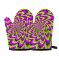 Green Explosion Moving Optical Illusion Oven Mitts