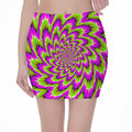 Green Explosion Moving Optical Illusion Pencil Mini Skirt