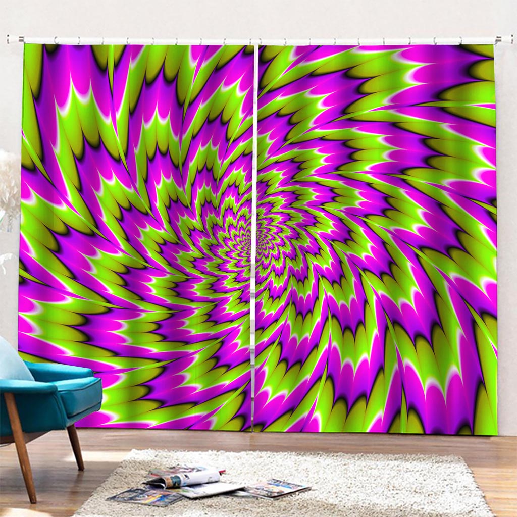 Green Explosion Moving Optical Illusion Pencil Pleat Curtains