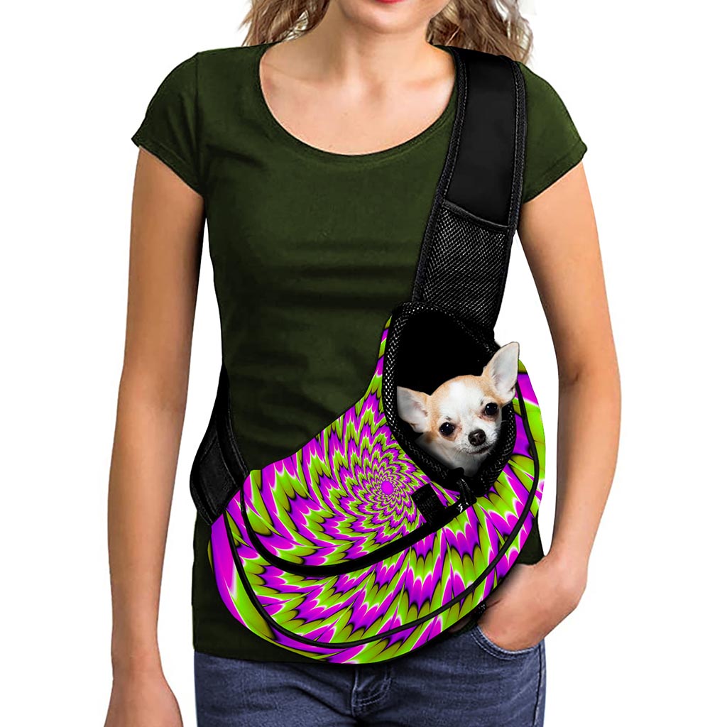 Green Explosion Moving Optical Illusion Pet Sling Carrier