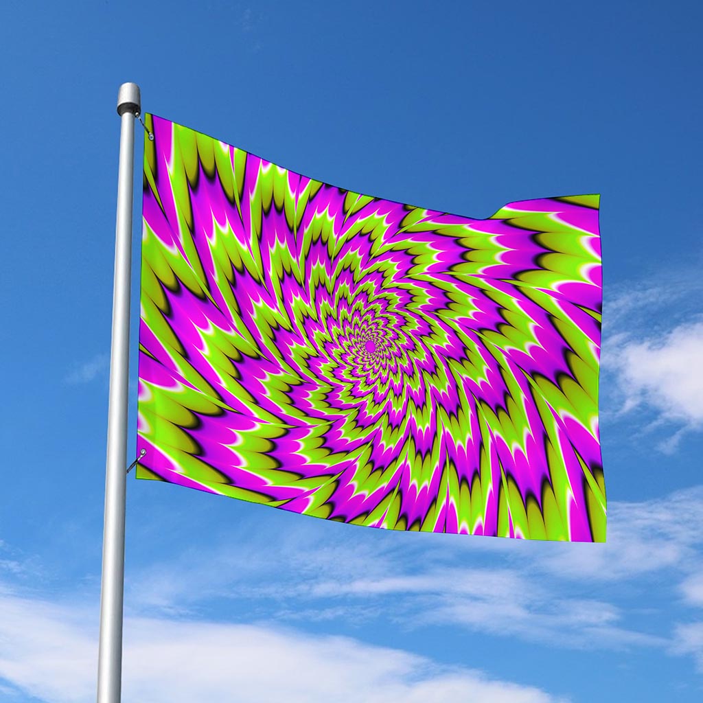 Green Explosion Moving Optical Illusion Polyester Flag
