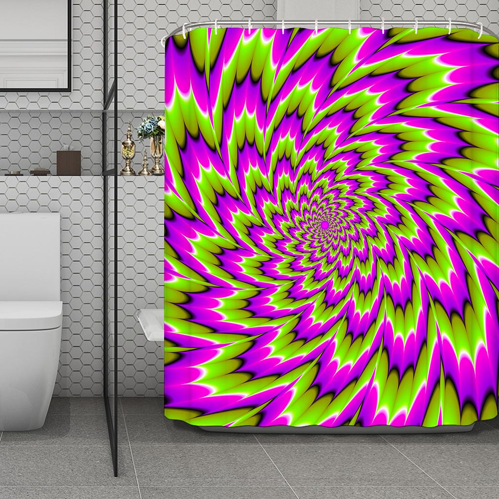 Green Explosion Moving Optical Illusion Polyester Shower Curtain