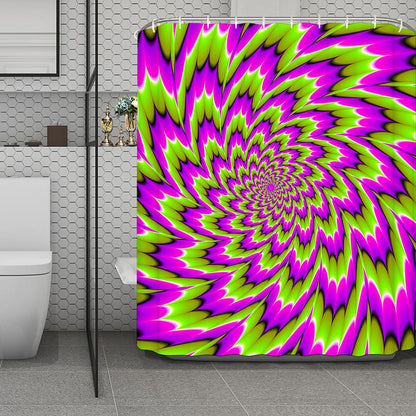 Green Explosion Moving Optical Illusion Polyester Shower Curtain