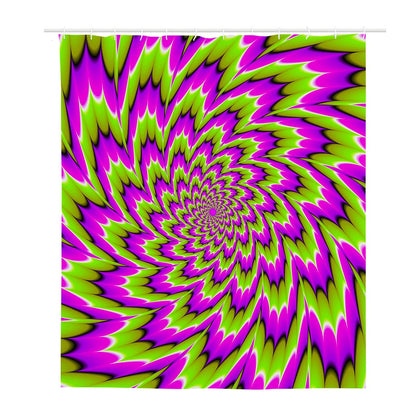 Green Explosion Moving Optical Illusion Polyester Shower Curtain
