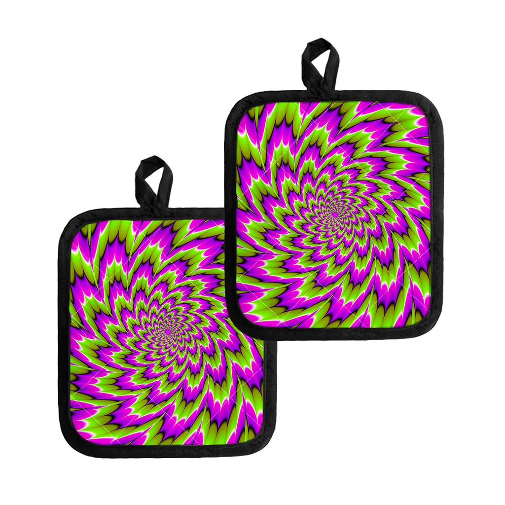 Green Explosion Moving Optical Illusion Pot Holders