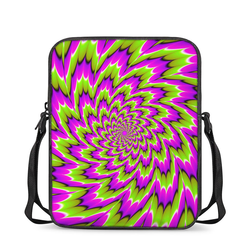 Green Explosion Moving Optical Illusion Rectangular Crossbody Bag