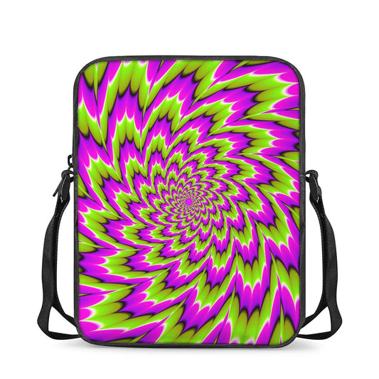 Green Explosion Moving Optical Illusion Rectangular Crossbody Bag