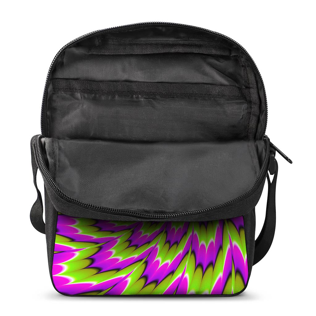 Green Explosion Moving Optical Illusion Rectangular Crossbody Bag