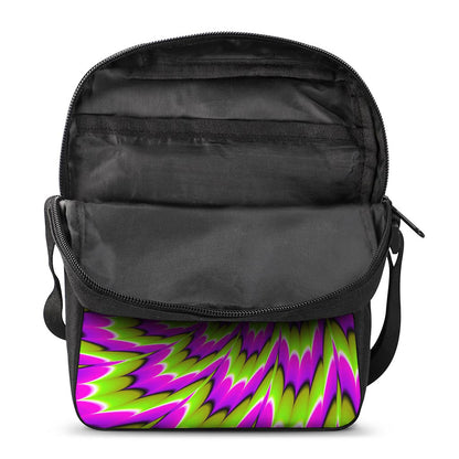 Green Explosion Moving Optical Illusion Rectangular Crossbody Bag