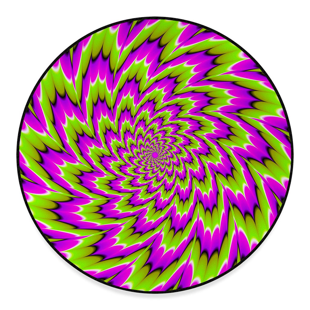 Green Explosion Moving Optical Illusion Round Floor Mat