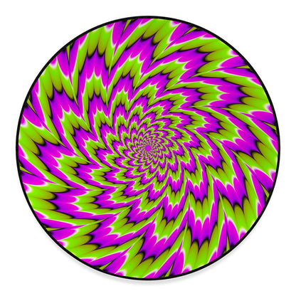 Green Explosion Moving Optical Illusion Round Floor Mat