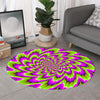 Green Explosion Moving Optical Illusion Round Rug