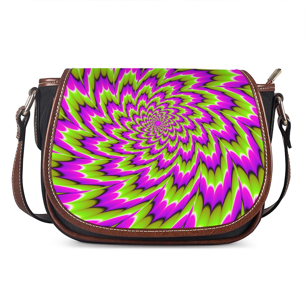 Green Explosion Moving Optical Illusion Saddle Bag