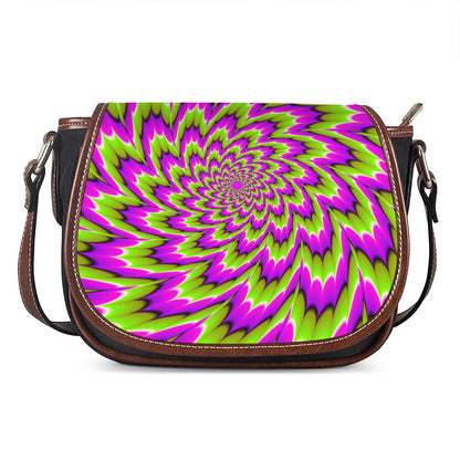 Green Explosion Moving Optical Illusion Saddle Bag