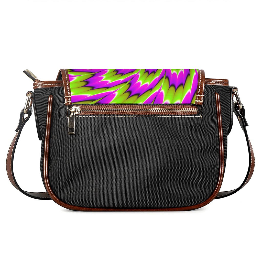 Green Explosion Moving Optical Illusion Saddle Bag