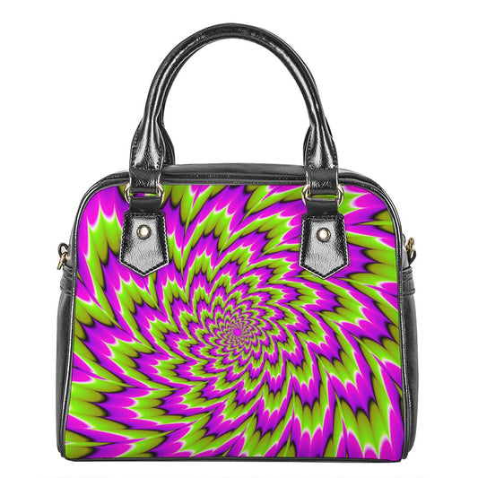 Green Explosion Moving Optical Illusion Shoulder Handbag