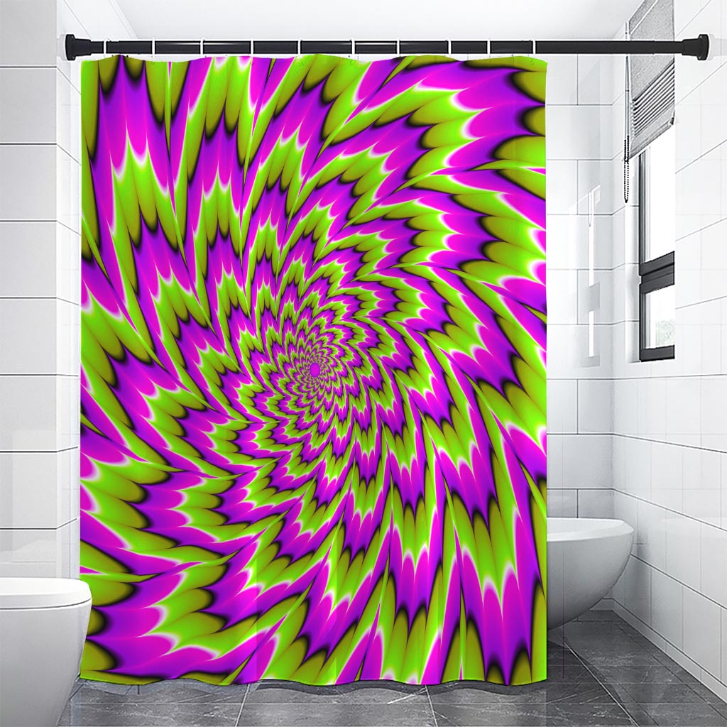 Green Explosion Moving Optical Illusion Shower Curtain