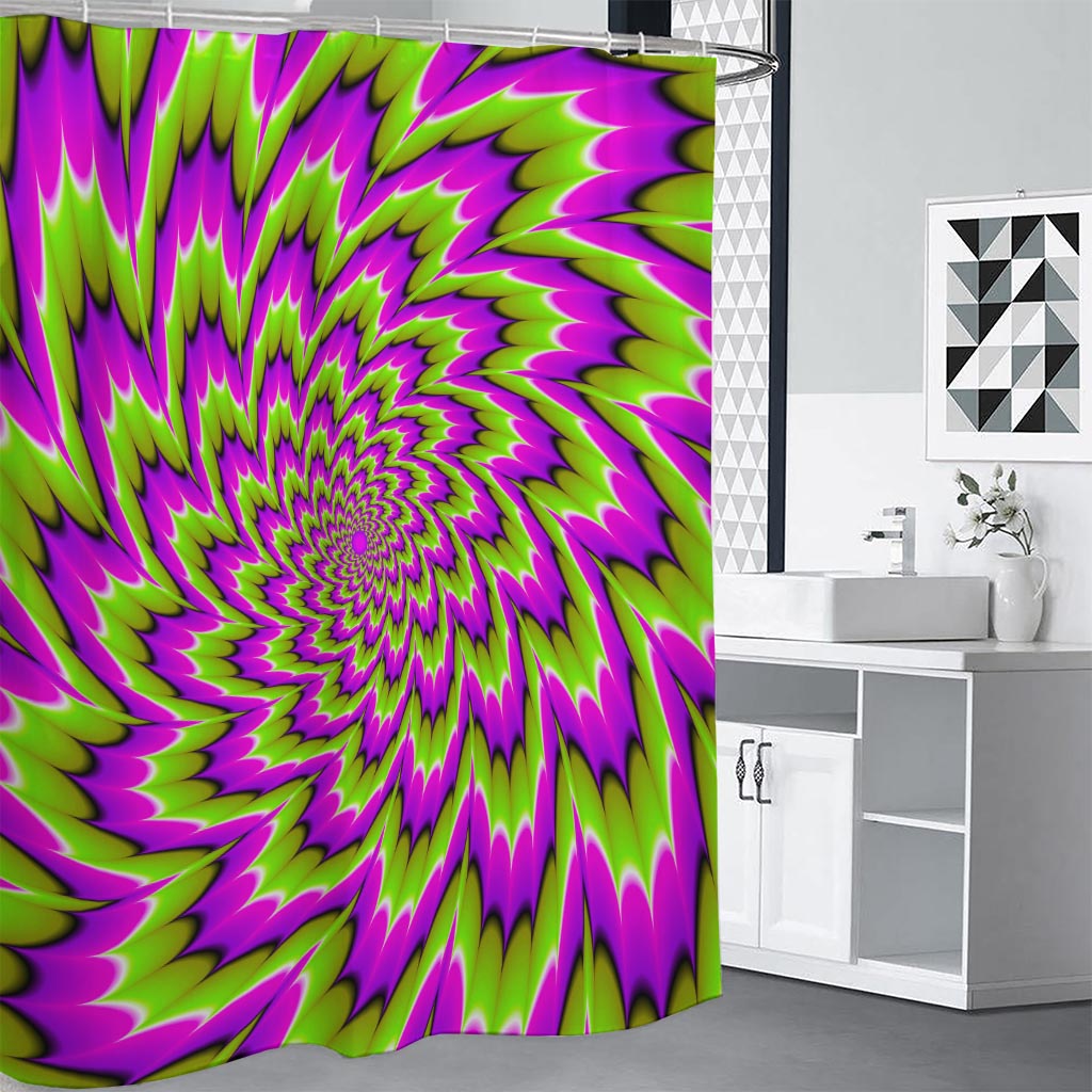 Green Explosion Moving Optical Illusion Shower Curtain