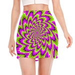 Green Explosion Moving Optical Illusion Side Slit Mini Skirt