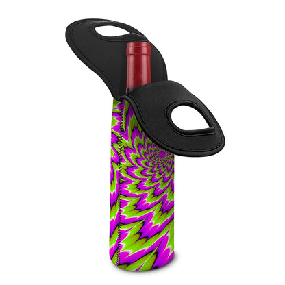 Green Explosion Moving Optical Illusion Single Neoprene Wine Tote
