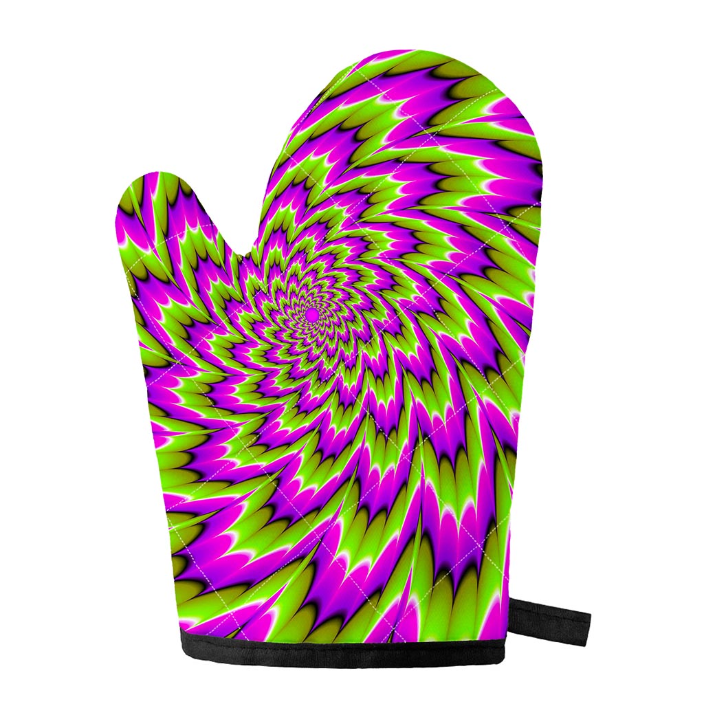 Green Explosion Moving Optical Illusion Single Oven Mitt