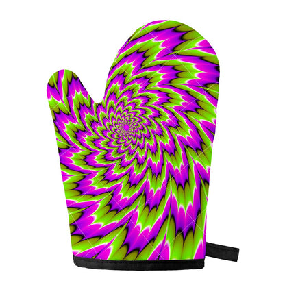 Green Explosion Moving Optical Illusion Single Oven Mitt