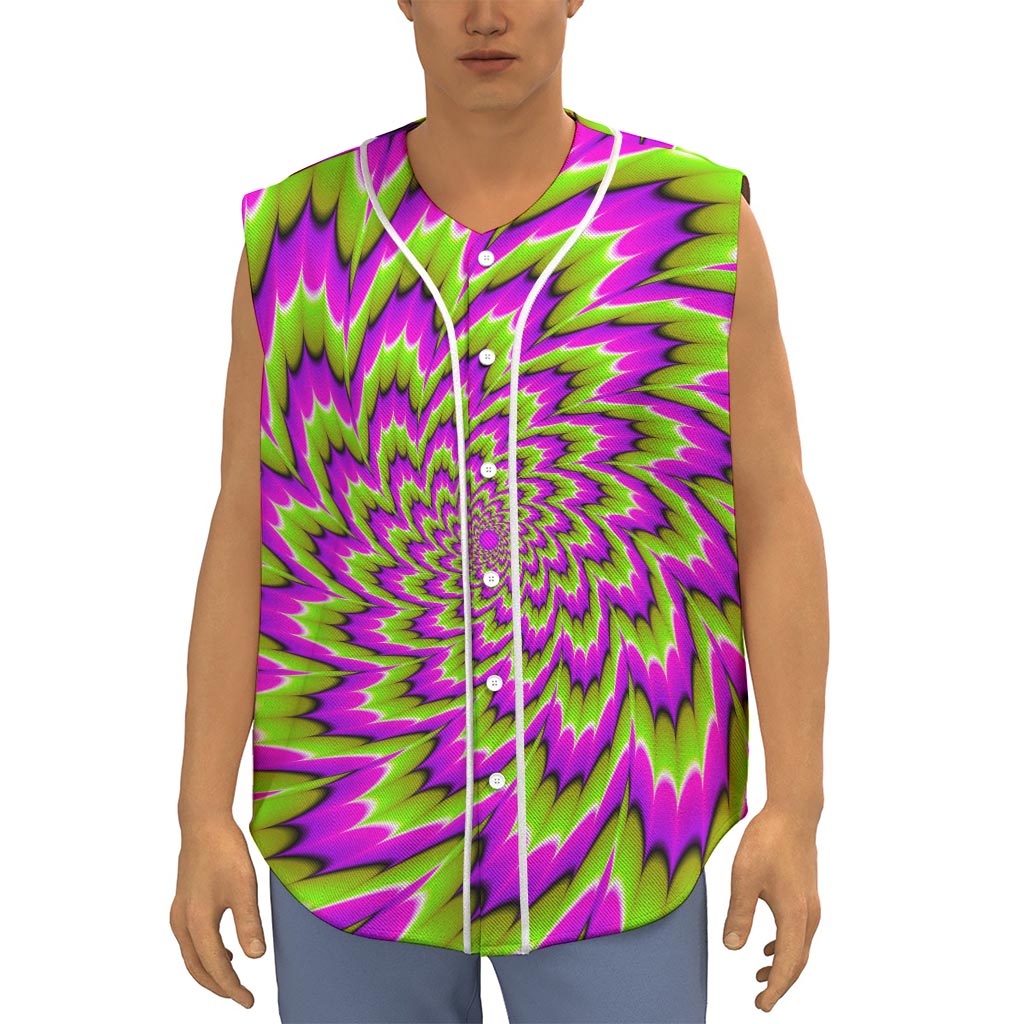 Green Explosion Moving Optical Illusion Sleeveless Baseball Jersey