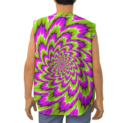 Green Explosion Moving Optical Illusion Sleeveless Baseball Jersey