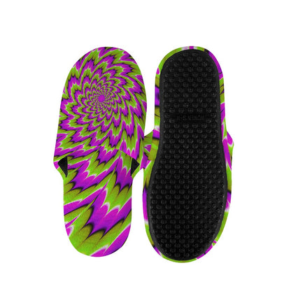 Green Explosion Moving Optical Illusion Slippers