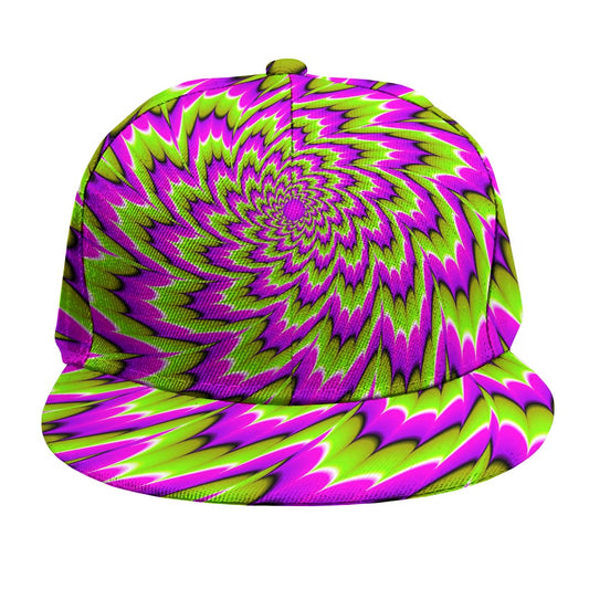 Green Explosion Moving Optical Illusion Snapback Cap
