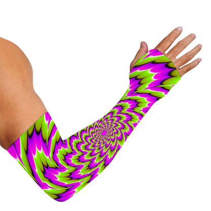 Green Explosion Moving Optical Illusion Sun Protection Arm Sleeves